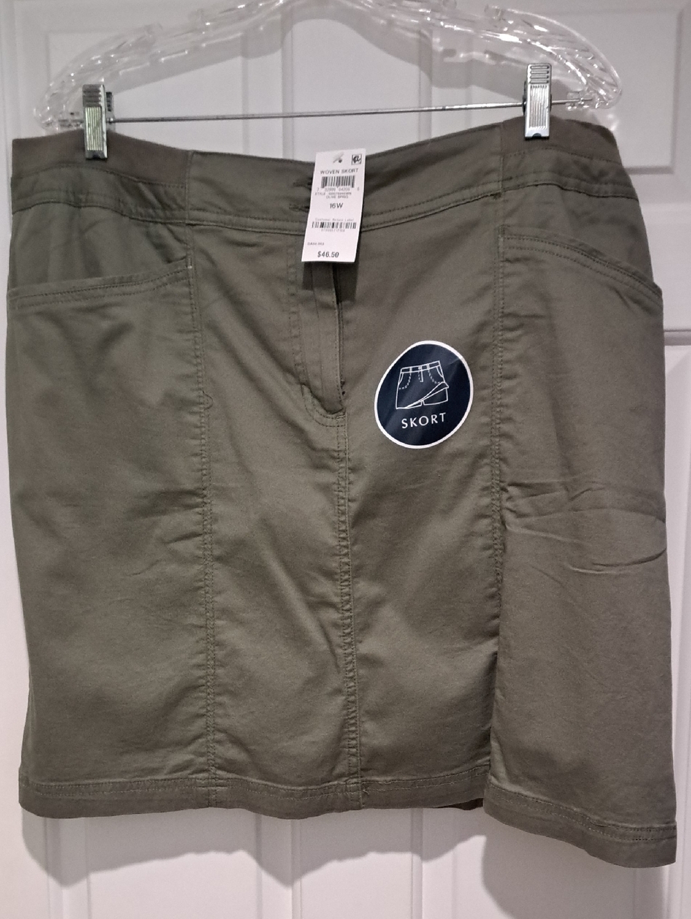 Karen Scott Olive Active Skort with Front Pockets